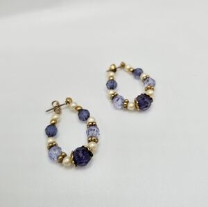 Chic Gold and Purple Beaded Earrings